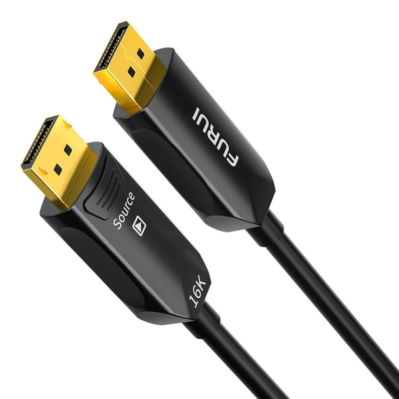 FURUI Fiber Optic DisplayPort Cable 2.1 33ft, 16K Fiber DisplayPort 2.0 Cable Supports 54Gbps, 16K@60Hz, 8K@120Hz, 4K@240Hz 165Hz 144Hz, 2K@360Hz, DSC 1.2a Display Port 2.1 Cord for Gaming Monitor - Image 1
